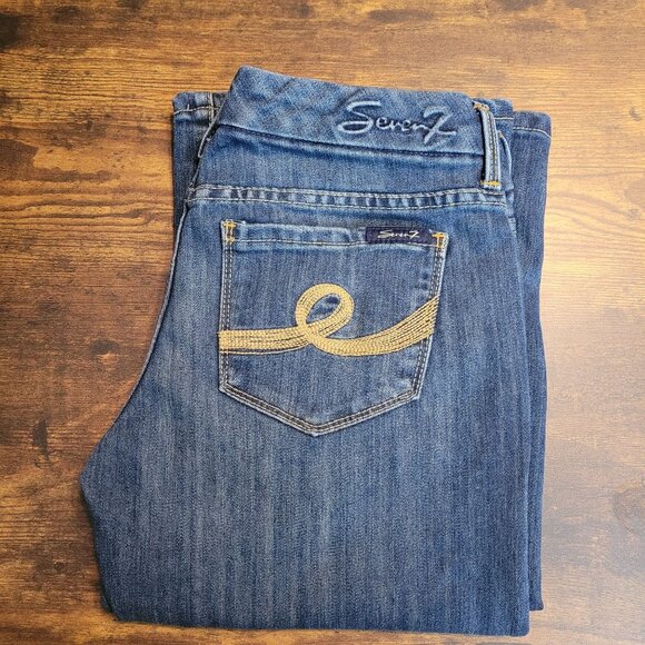 Seven7 Jeans Womens 28 Bootcut Low Rise Medium Dark Wash Stretch Denim Western - Picture 3 of 10
